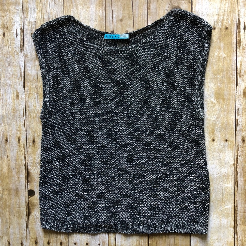 Alice + Olivia Black & Silver Sweater Top size XS
